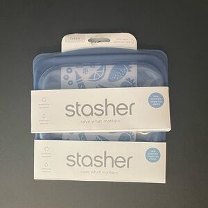 Stasher Blue Silicone Snack Bag Lot of 2